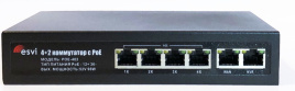 POE-402 коммутатор PoE 4+2 порта, металлический корпус