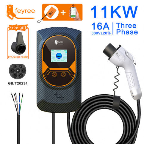 Feyree EV Зарядное устройство GB/T Розетка EVSE Wallbox 3 фазы 16A 11 кВт Зарядная станция фото 1